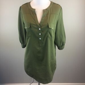 Stitch Fix 41 Hawthorn Green 3/4 Sl Tunic Blouse